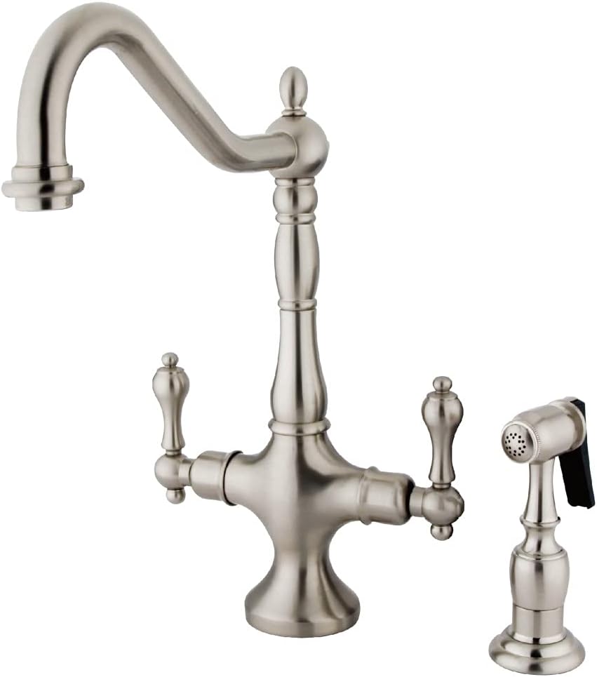 Kingston Brass KS1778ALBS Heritage Kitchen Faucet, 8-1/4-Inch, Brushed Nickel