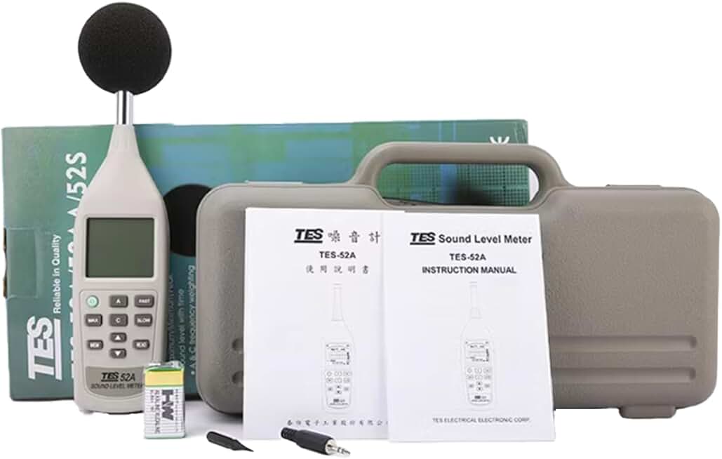 TES-52A Sound Level Meter Tester TES52A Noise Meter Tester 30 to 130dB Measurement Ranges | 60dB Dynamic Range | 0.1dB Resolution | A&C Frequency Weighting TES 52A