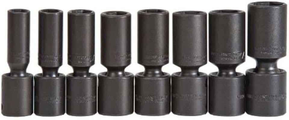 Impact Socket Set, 1/2 In Dr, 8 pc