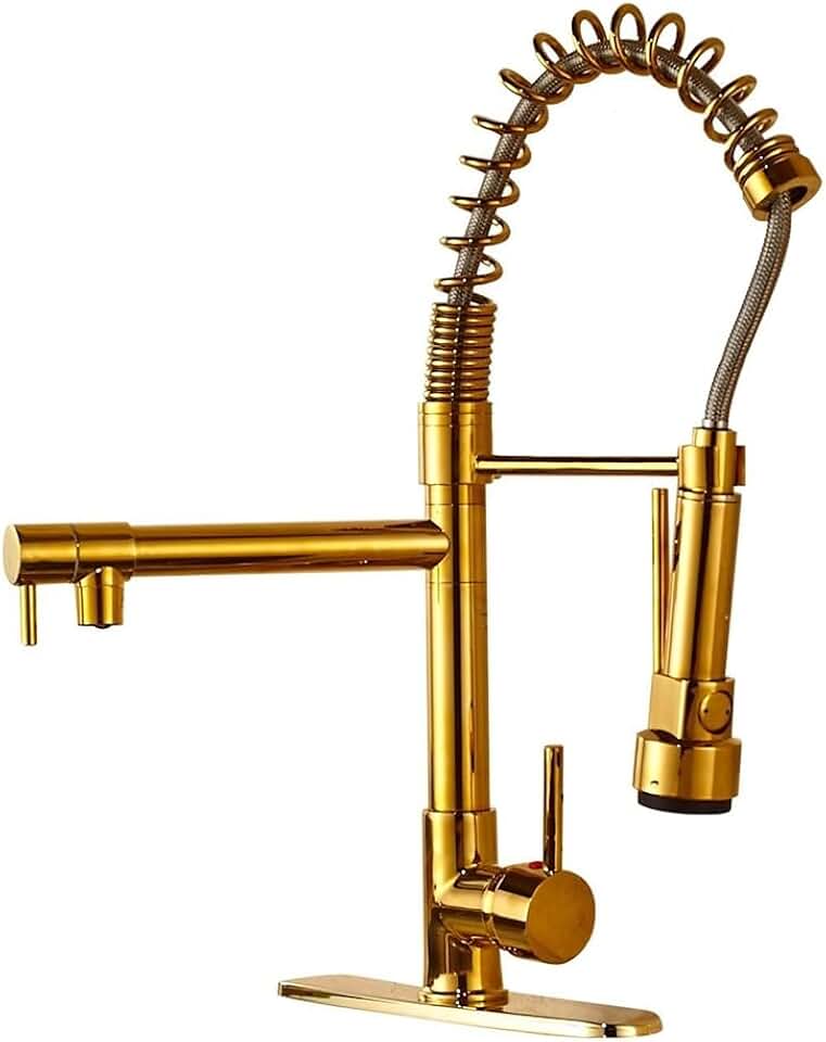 Venezuela Gold Finish Kitchen Sink Faucet with Pull Down Faucet