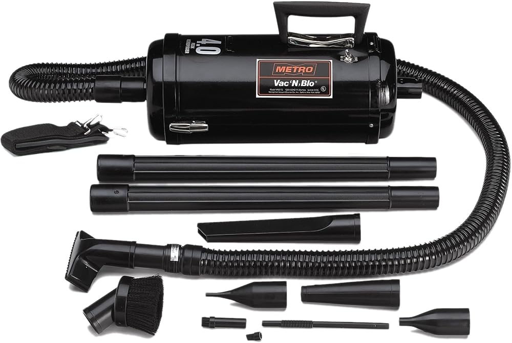 METROVAC Compact Vacuum - Model VNB-83BA, 4.0 Peak HP, All-Steel Construction, 6 Ft Hose, Portable Handheld Design, Blower Function