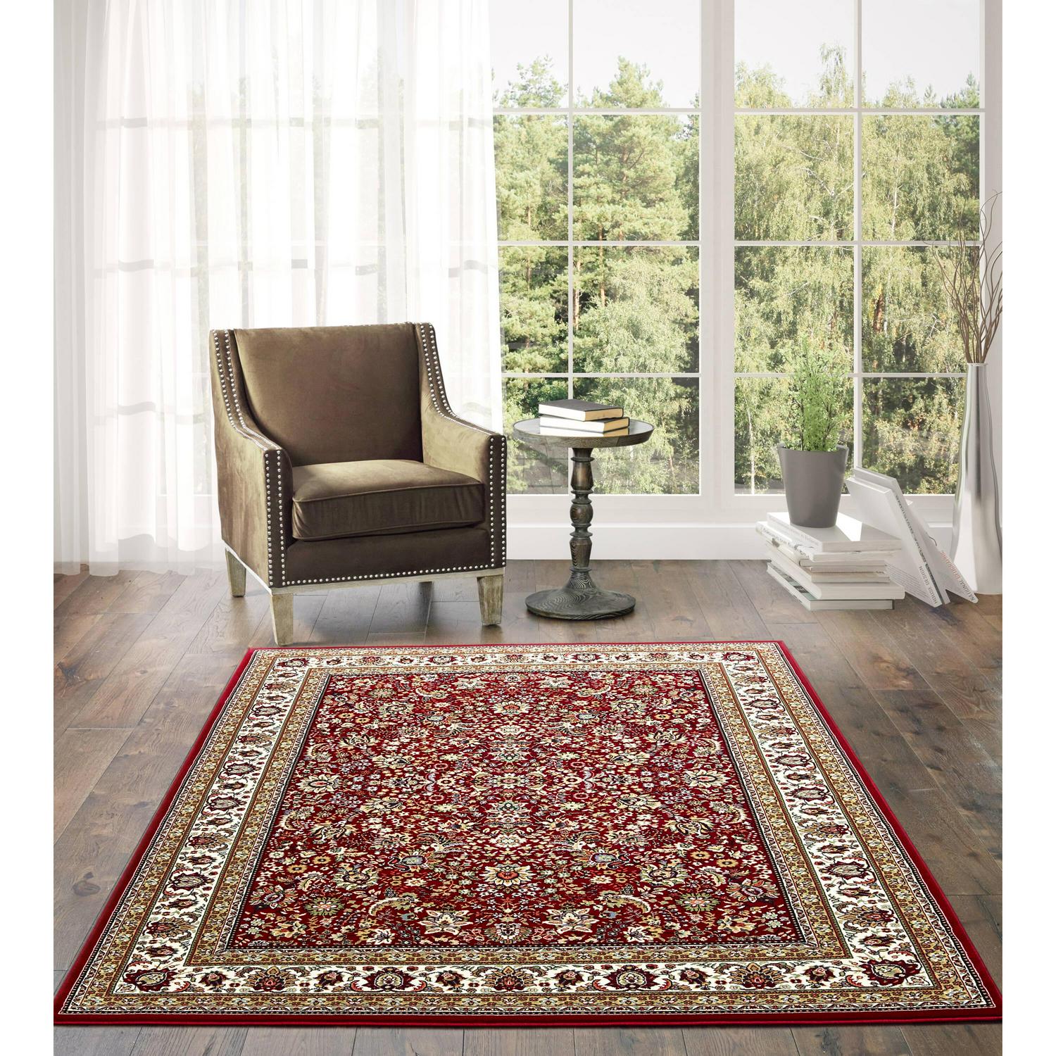 allen + roth Koralin 5 x 8 Red Indoor Floral/Botanical Oriental Area Rug