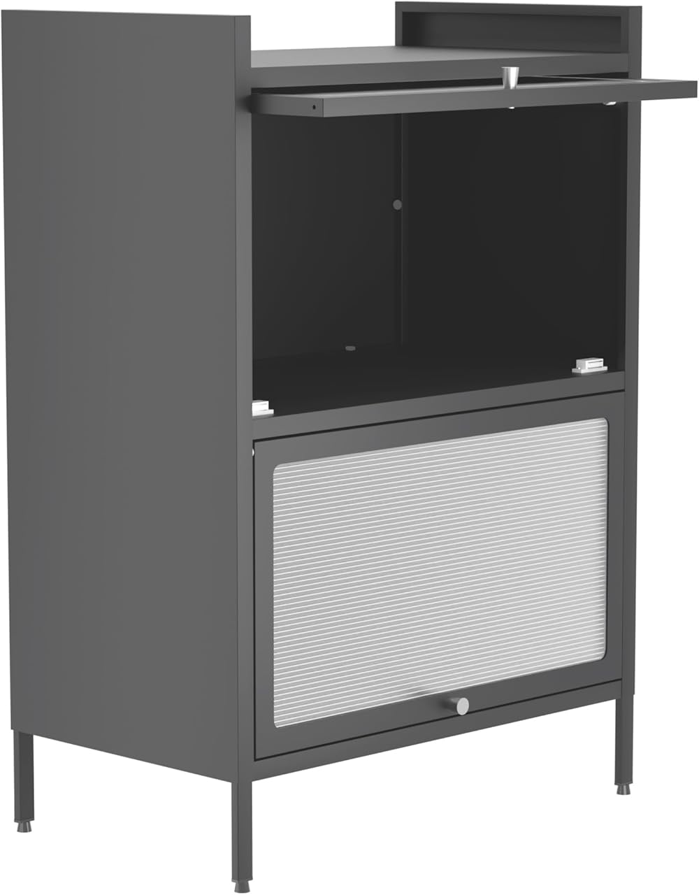 Bakers Rack with Cabinet Cupboard,Bread Rack Coffee Station Microwaves Rack Storage Rack,3 Tier Kitchen Organizer Shelf for Dishes,Wine,Pots and Pans