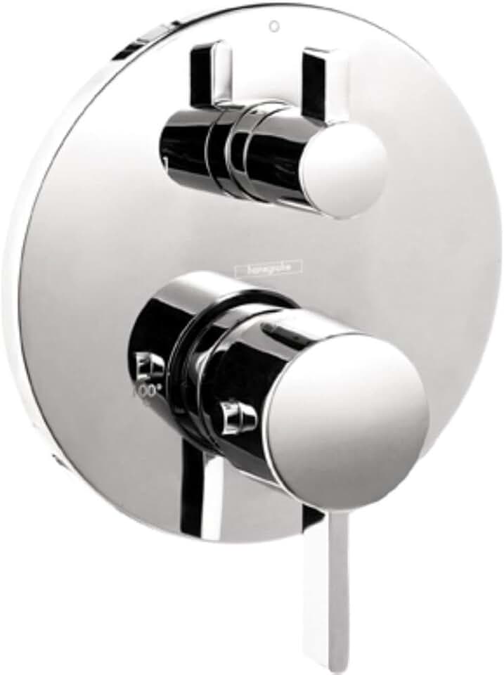 hansgrohe Ecostat Modern Premium Volume and Auto Temperature Control 2-Handle Thermostatic Shower Valve Trim with Diverter in Brushed Nickel, 04231820