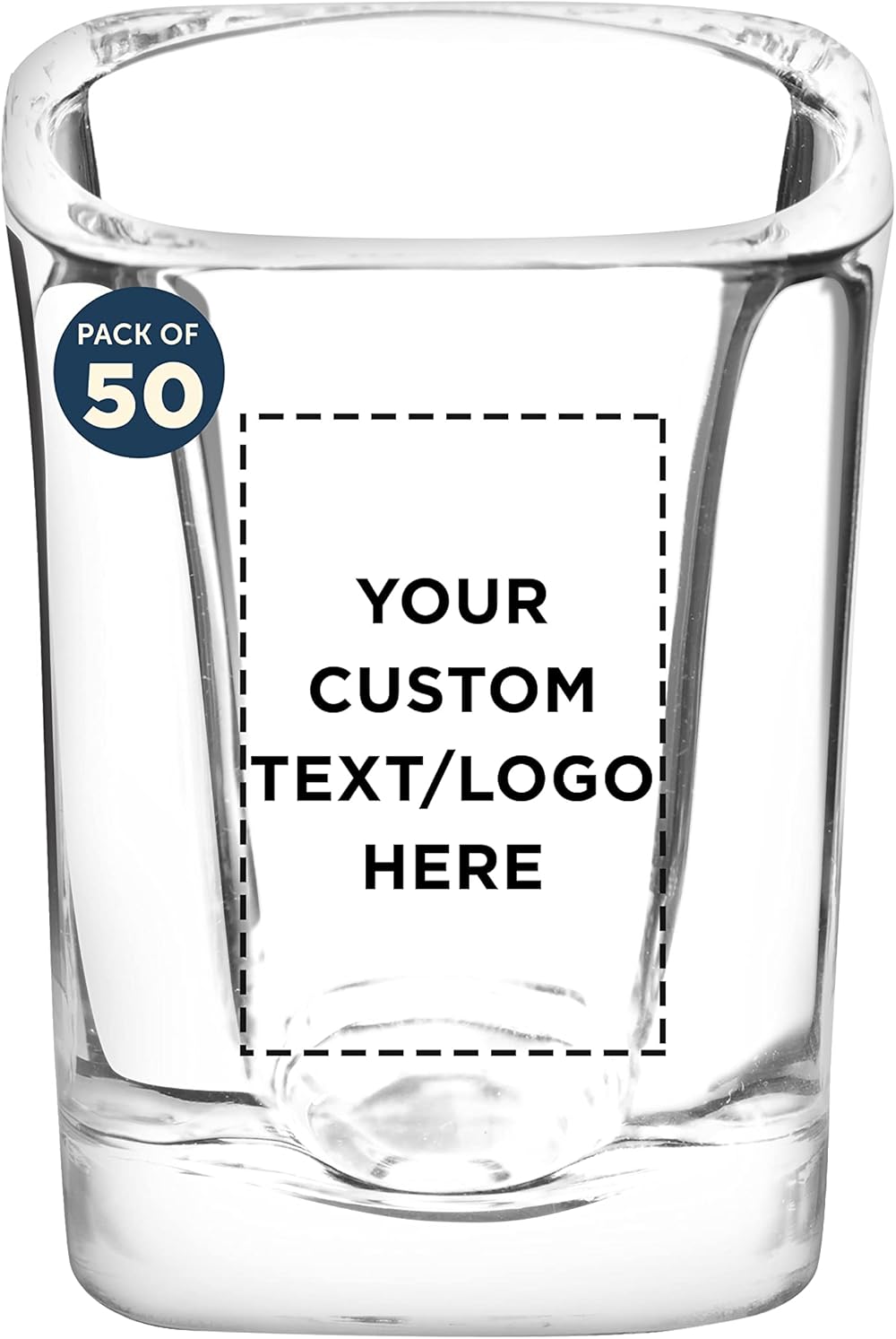 Custom Square Shot Glasses by ARC 2 oz. Set of 50, Personalized Bulk Pack - Great for Weddings, Birthdays, Parties, Indoor & Outdoor Events - Clear