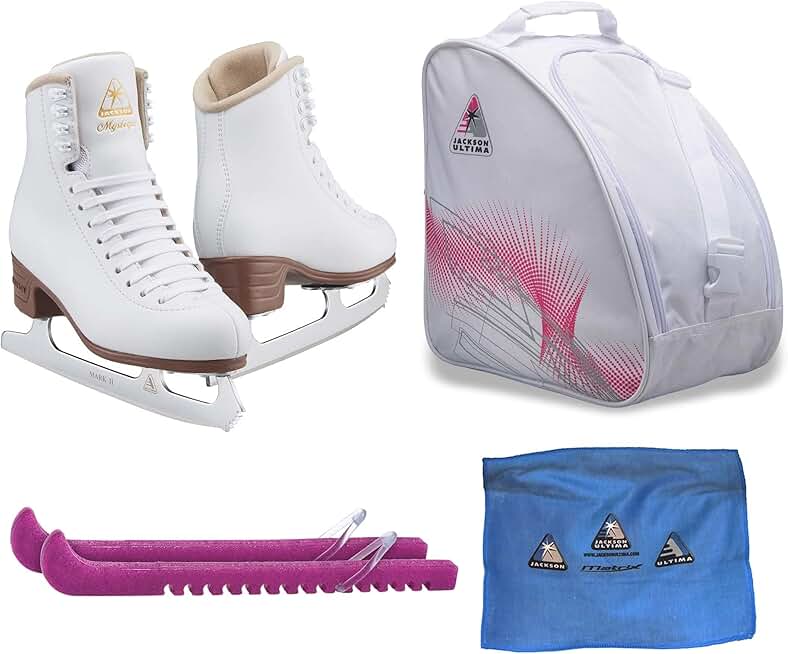 Jackson Ultima Figure Ice Skates for Women and Girls Bundle with Jackson Skate Bag, Guardog Skate Guards, Towel - JUST LAUNCHED 2024