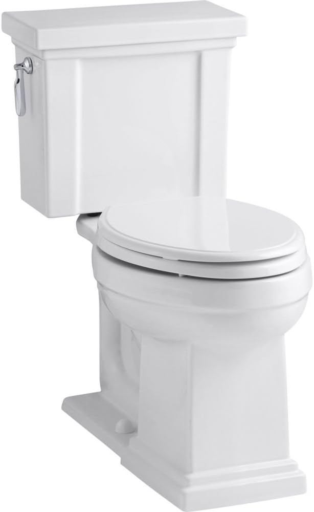 KOHLER K-3950-0 Tresham Comfort Height Two-Piece Elongated 1.28 GPF Toilet with AquaPiston Flush Technology and Left-Hand Trip Lever, White