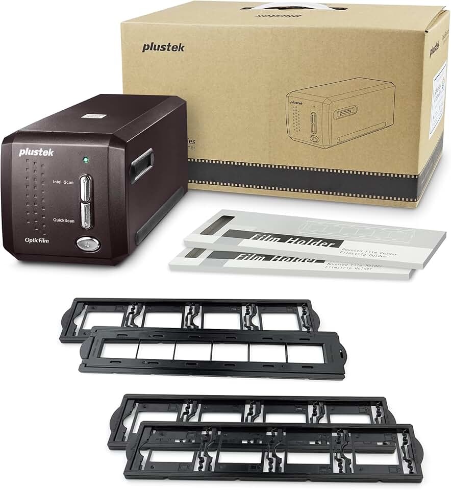 Plustek OpticFilm 8300i Ai Film & Slide Scanner Converter + 35mm Mounted Slide Holders kit