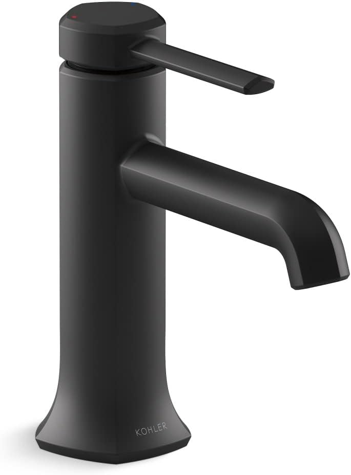 KOHLER 27000-4-BL Occasion Single-Handle Bathroom Faucet with Pop-Up Drain Assembly, One Hole Bathroom Sink Faucet, 1.2 gpm, Matte Black
