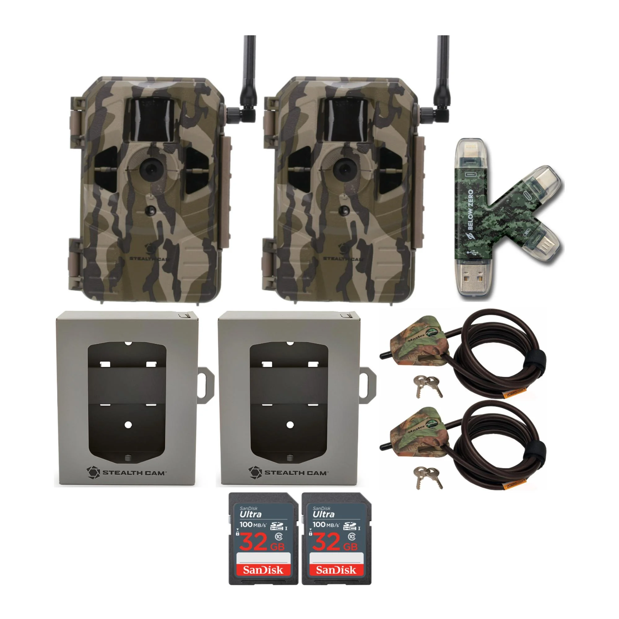Stealth Cam Connect Cellular Trail Camera (AT&T, 2-Pack) Super Security Bundle
