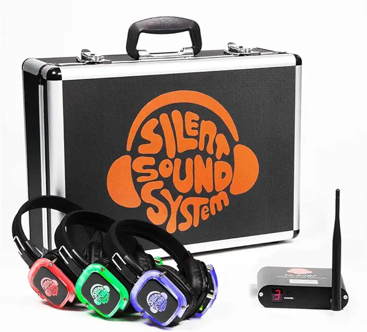 Starter Package for House Party, Garden Event, Backyard Family Home Movies (9 RF LED Headphones + 1 Transmitter)