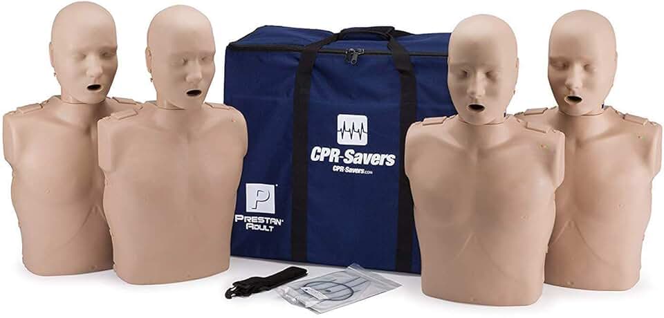 CPR Savers Prestan Professional Adult CPR Training Manikin with 2019 AHA Feedback Monitor, Medium Skin, 4-Pack, PP-AM-400M-MS