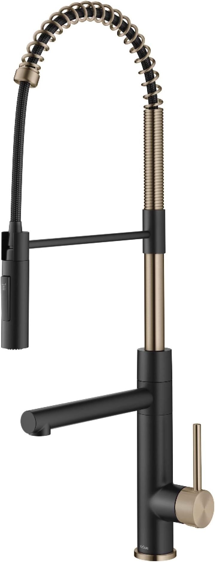 Artec Pro (2nd Gen) Commercial Style Pull-Down Single Handle Kitchen Faucet with Pot Filler in Spot Free Antique Champagne Bronze/Matte Black, KPF-1604SFACBMB