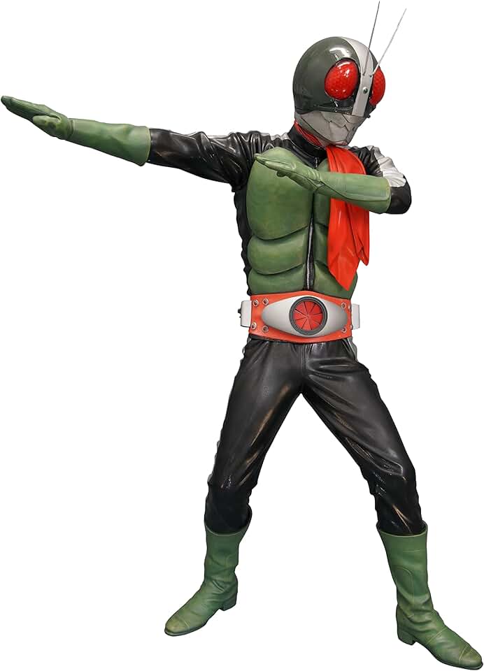 Kamen Rider No. 2 Mega Soft Vinyl Kit Reprint Version, 1/4 Scale, Total Height Approx. 15.7 inches (40 cm), Soft Vinyl, Unpainted, Assembly Kit, Green
