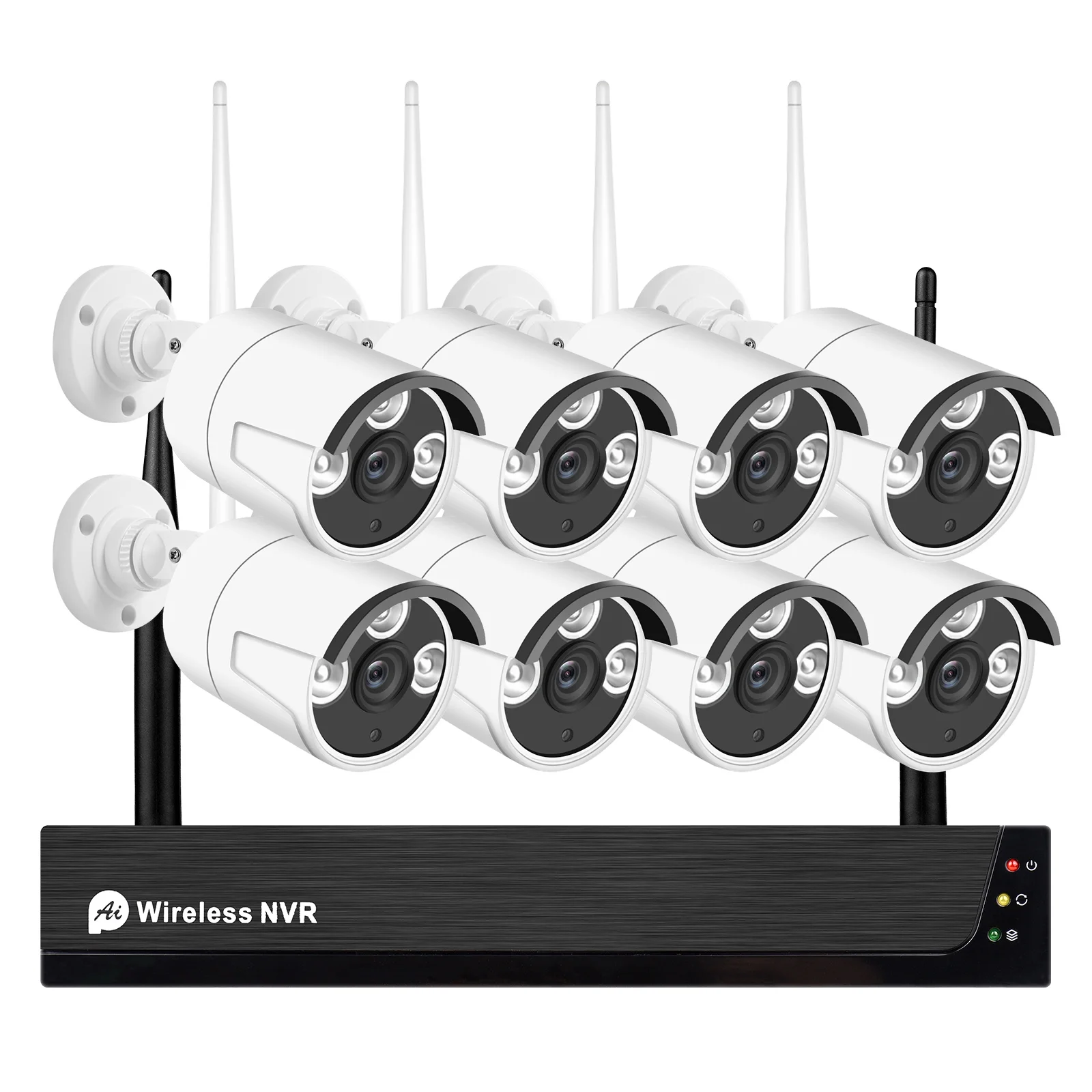 8CH 1080P Wireless Camera System, 8Channel 1080P CCTV NVR + 8PCS 1080P 2.0MP Indoor Outdoor IP Cameras with Night Vision, Motion Alert, Tuya Smart App Remote Access, No Hard Drive