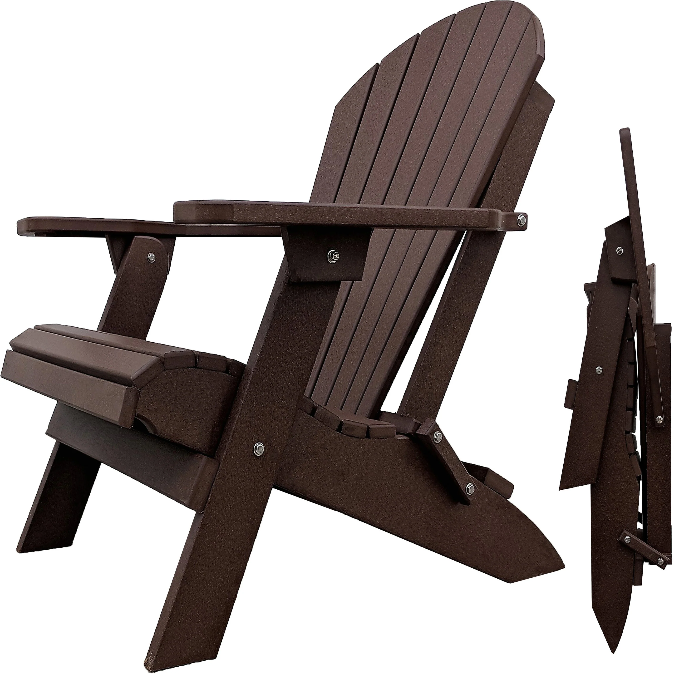 DuraWeather Poly King Size Folding Adirondack Chair - (Chocolate Brown)