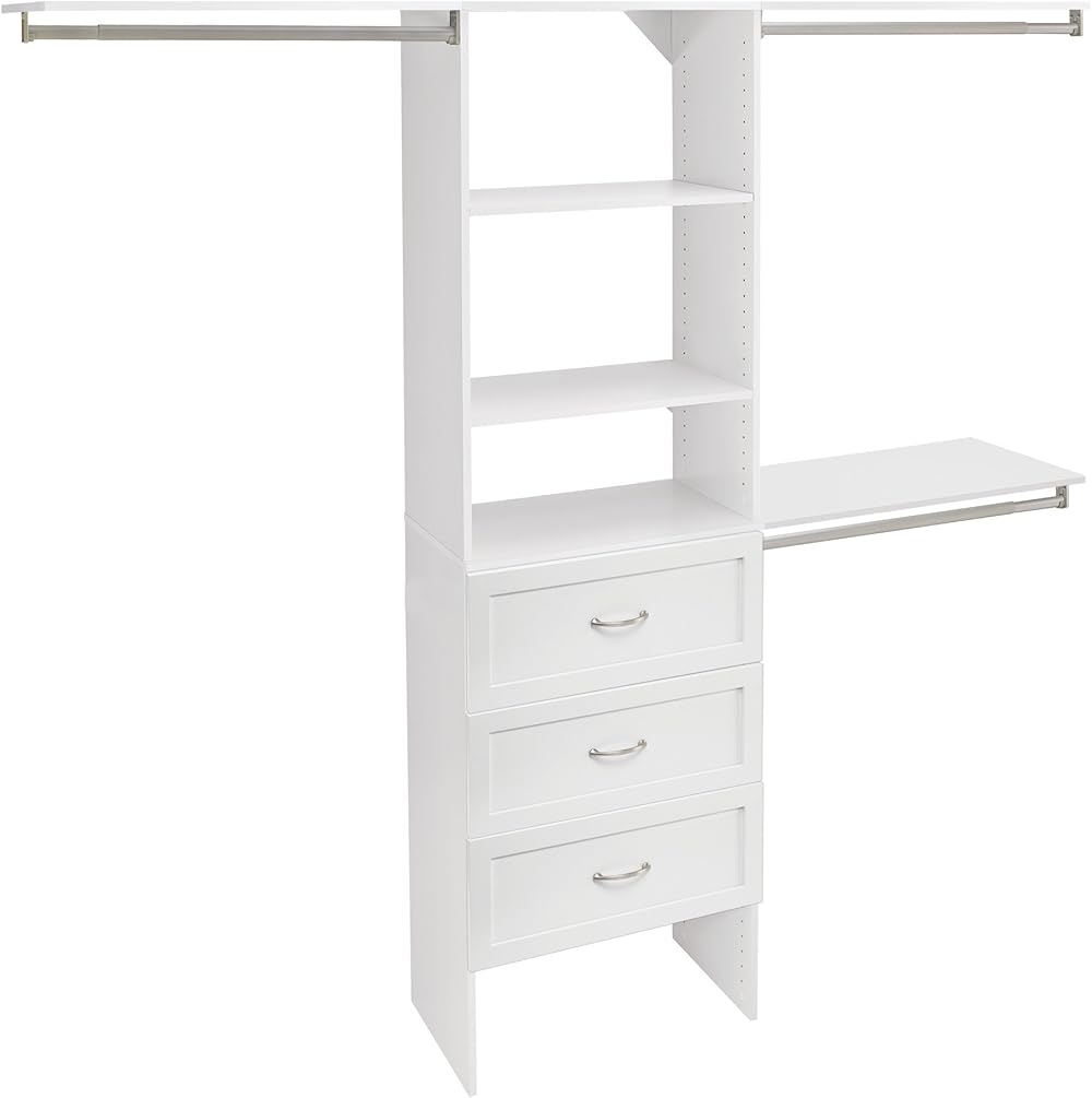 ClosetMaid SuiteSymphony Closet Organizer with Shelves, 3 Drawers, 25-Inch-Pure White