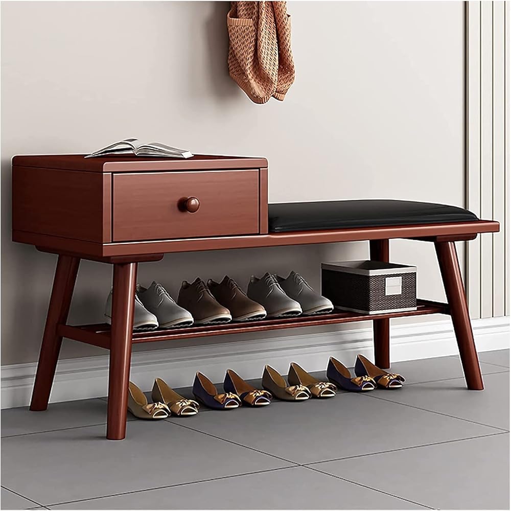 Shoe Storage Bench Entryway Hallway Furniture, Wood Shoe Bench Storage with Drawer Shoe Stool Old-Fashioned Shoe Stool Strong and Sturdy, for Entryway, Hallway, Bedroom
