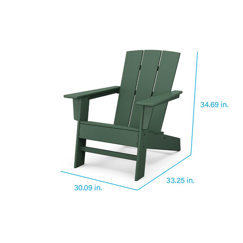 allen + roth by POLYWOOD Oakport Green HDPE Frame Stationary Adirondack Chair with Slat Seat