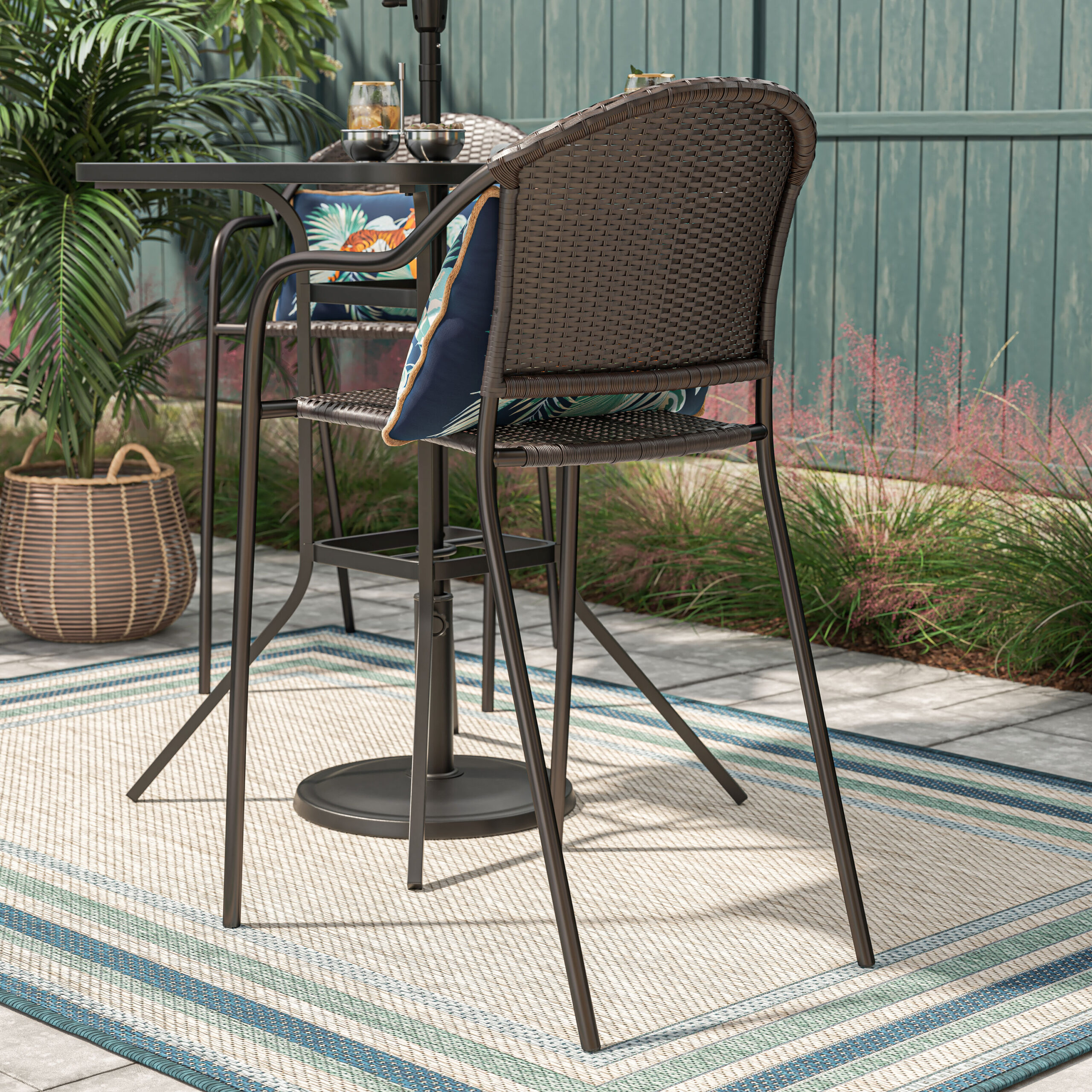 Style Selections Pelham bay Square Outdoor Bistro Table 33-in W x 33-in L with Umbrella Hole