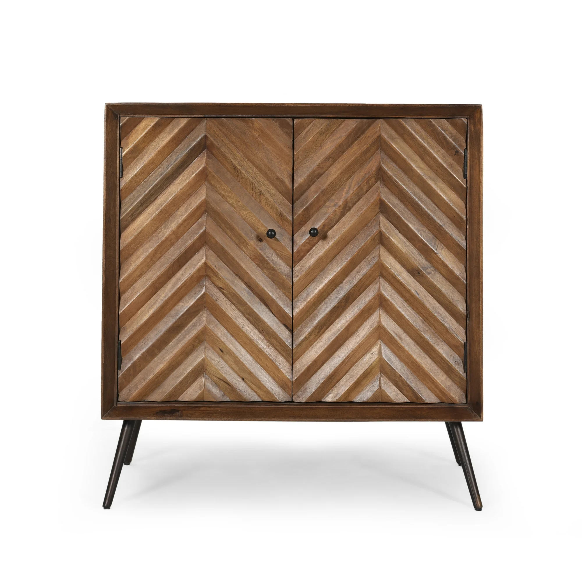 Yordani Mid-Century Modern Handcrafted Mango Wood Sideboard, Dark Brown