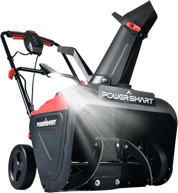 PowerSmart Electric 21 Inch Walk-Behind Single Stage Snow Blower - 120V 15 Amp, 2100 RPM, 15-Amp Motor, LED Light for Yard, Road (DB5021LED)