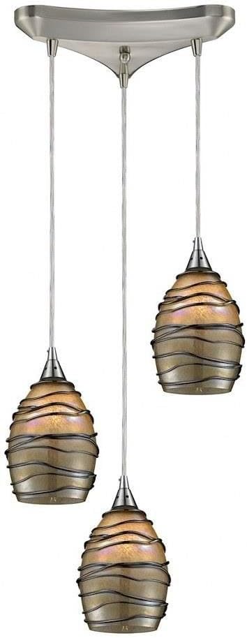 Elk Lighting 31142/3 Vines Three Light Pendant, Satin Nickel