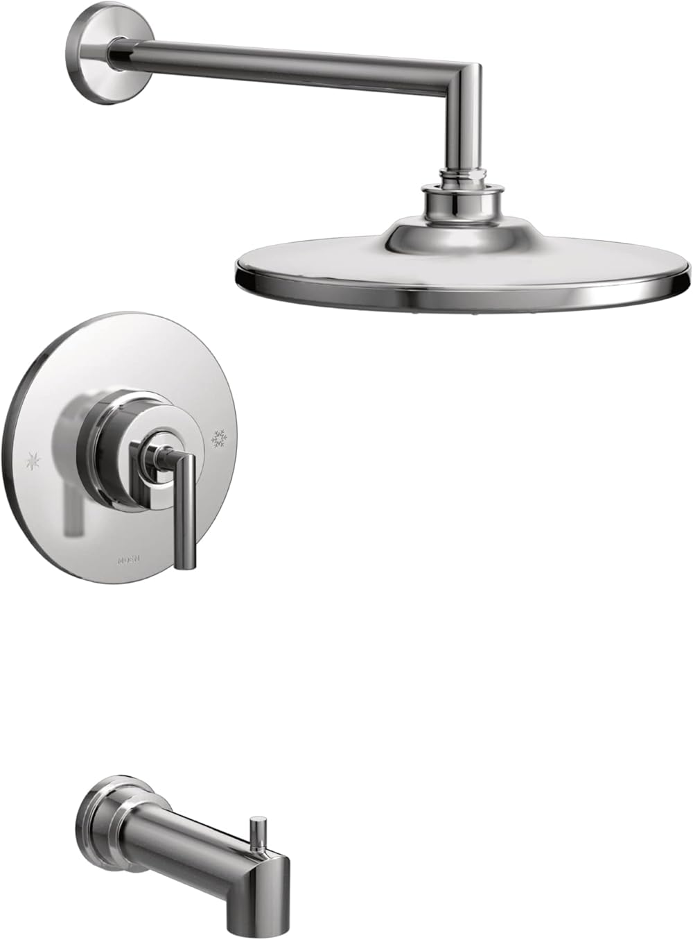 Moen TS22003 Arris Posi-Temp Pressure Balancing Modern Tub and Shower Trim Kit with 10-Inch Rainshower, Shower Head Rainfall with Shower Lever Handle and Bathtub Spout, Valve Required, Chrome