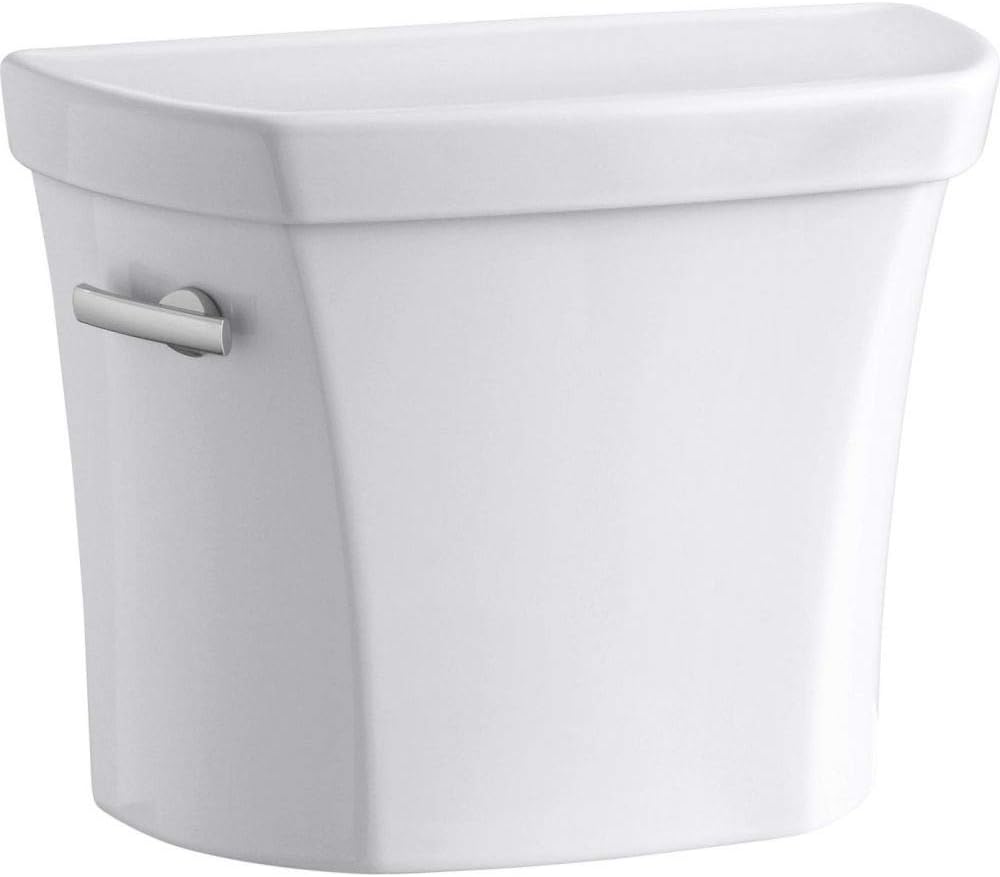 KOHLER K-4468-0 Wellworth Toilet Tank with Left-Hand Trip Lever, Toilet Tank Only with Class Five Canister, 1.6 GPF, White