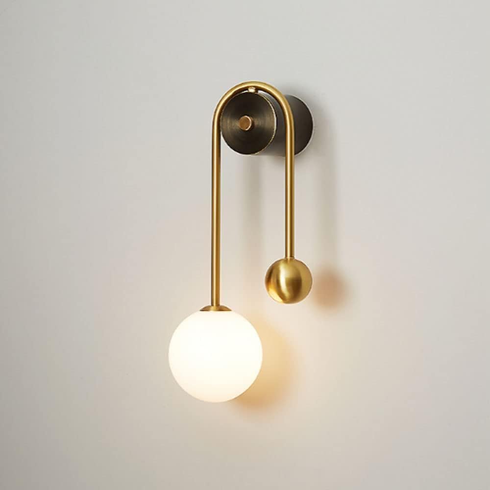 Internal Wall Lights Modern Wall Lamp Milk White Glass Shade Ball Lampshade LED Gold - Living Room Bedroom Reading Lamp Interior Sconce - Luminaire Light,Modern Wall Sconce
