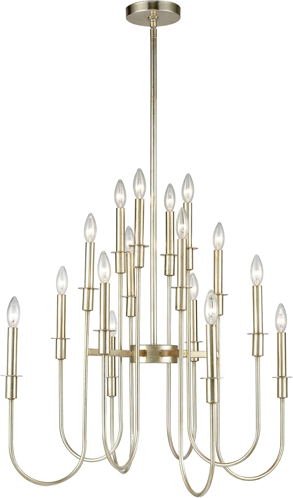 1141-028 Chandelier, Antique Silver Leaf
