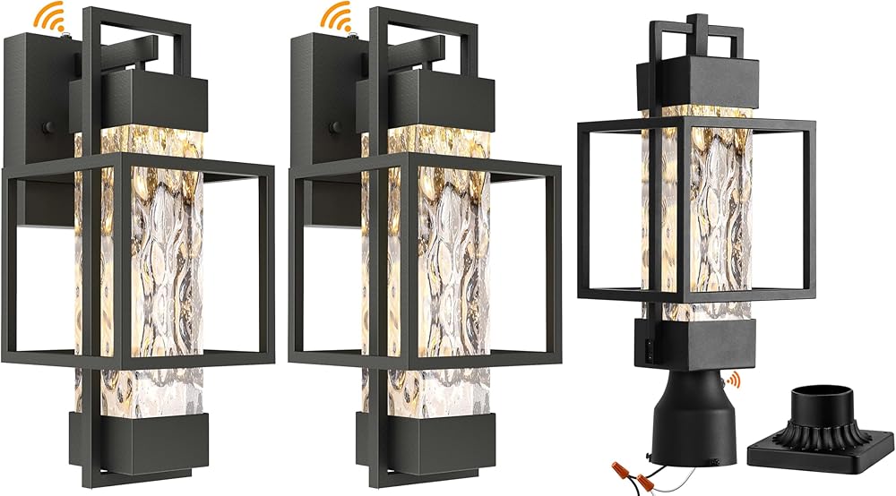 Outdoor Wall Light 2 Pack and Outdoor Post Light 1 Pack