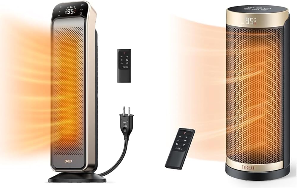 Dreo Space Heater & Space Heater, Portable Electric Heaters for Indoor Use, 70° Oscillation, 12H Timer, Quiet PTC Ceramic Heating with Thermostat, Safety Protection, Remote for Office, Home Bedroom