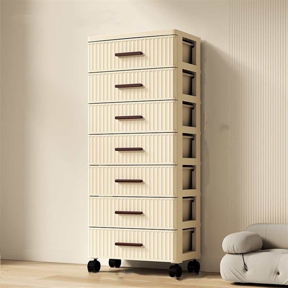 Bedroom Storage Cabinet, Decorative Cabinet with Multi-layer Drawers and Casters, Vertical Drawer Storage Cabinet, Suitable for Bathroom/Living Room/Bedroom/Kitchen(35 * 26 * 96cm)