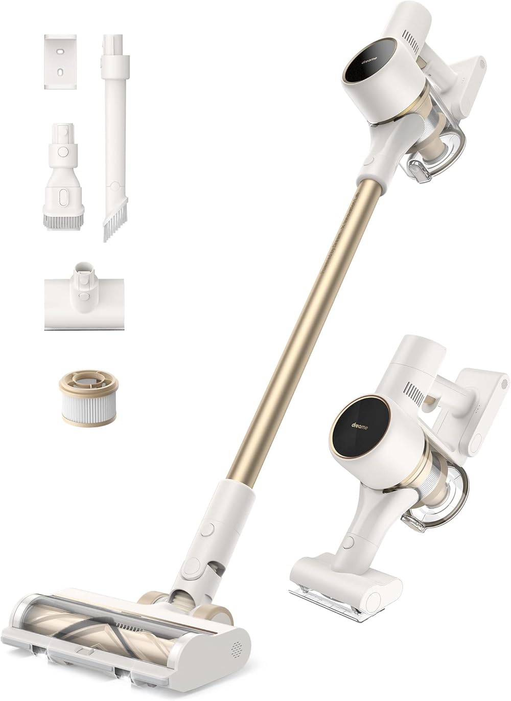 dreame R10 Cordless Vacuum Cleaner, 120AW Powerful Stick Vacuum with Led Headlights, Anti-Tangle Brush, Up to 60 Mins Rechargeable Battery, Handheld Vacuum Deep Clean Hair, Hard Floor, Carpet