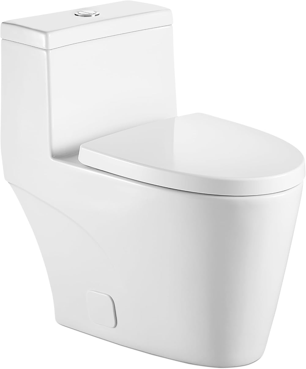 Lordear One Piece Toilet, Toilet for Bathroom with Comfort Wider Chair Seat, Modern White Toilets Powerful Dual Flush 1.1/1.6 GPF, 12