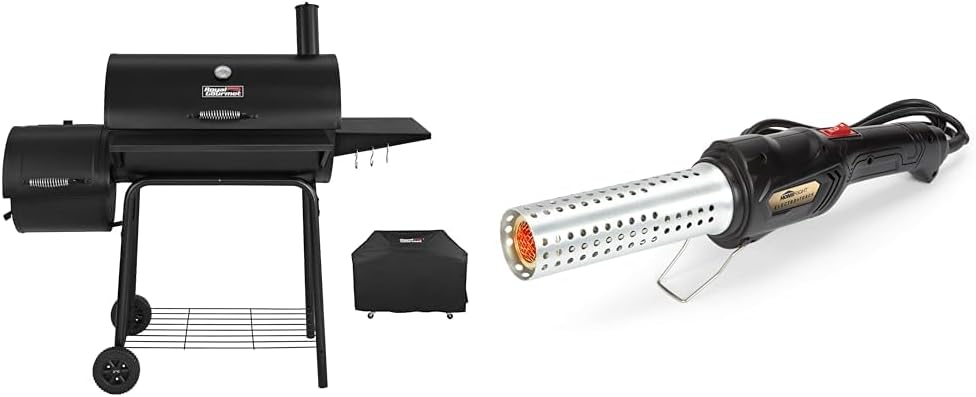 Royal Gourmet CC1830SC Charcoal Grill Offset Smoker with Cover & HomeRight Electro-Torch C900085 Fire Starter