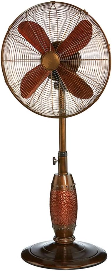 DecoBREEZE Pedestal Standing Fan, 3 Speed Oscillating Fan with Adjustable Height, Coppertino, Antique Indoor/Outdoor Fan, 18 inches