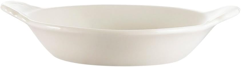 CAC China 15-Ounce Stoneware Oval Welsh Rarebit Baking Dish, 10-1/2 by 5-3/8 by 1-3/8-Inch, Bone White, Box of 36