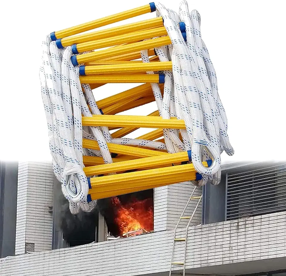 Fire Escape Ladder, Fire Escape Rope Ladder, Fire Escape Rope Ladder Emergency Disaster Evacuation Ladder with 2 Hooks Rescue Relief for Escape Deploy in Fire