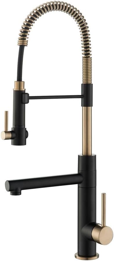 Kraus KPF-1603BGMB Artec Pro 2-Function Commercial Style Pre-Rinse Kitchen Faucet with Pull-Down Spring Spout and Pot Filler, Brushed Gold/Matte Black