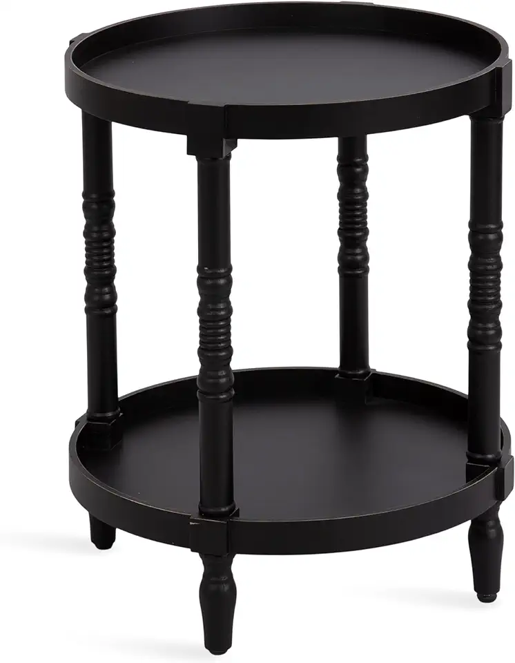 Kate and Laurel Bellport Traditional Tiered Round Wooden Side Living Room Table Decor, 20x20x25, Black