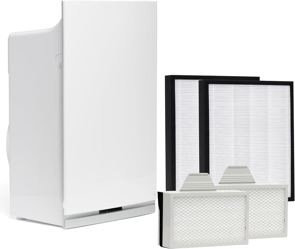 Compact Air Purifier 1-Year Bundle: HEPA Standard with 99.99% Particle Removal for Home Allergies, Smoke, Dust, Mold, Pet Dander, Pollen - Includes Main Filter & Pre Filter Replacements