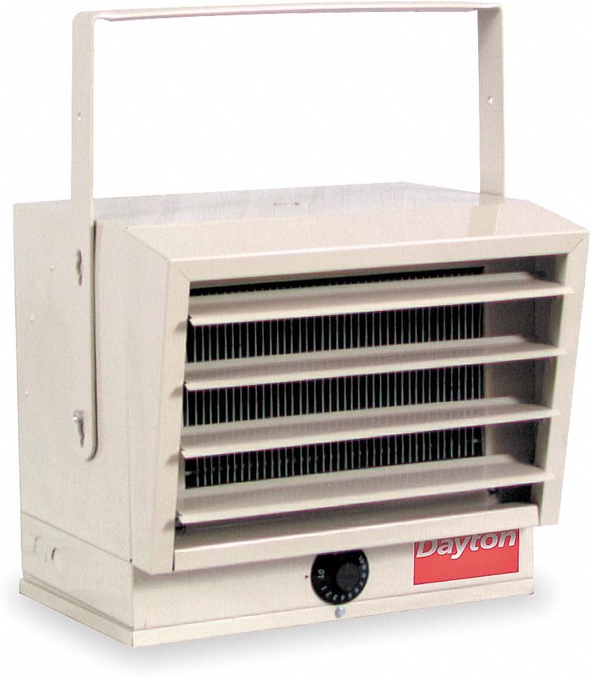 Dayton Electric Utility Heater, Voltage 240/208, kW 5.0/2.5, 3.7/1.8, BtuH 17,065/14,215, 12,800/6396-3UG73