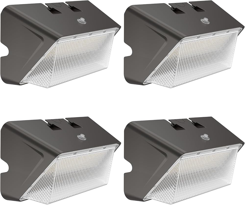 70W LED Wall Pack Lights 4 Pack, Qucik Installation 8400lm Wall Light with Dusk to Dawn Photocell, IP65 Waterproof 5000K Commercial Security Lighting for Garage, Factory, Warehouses