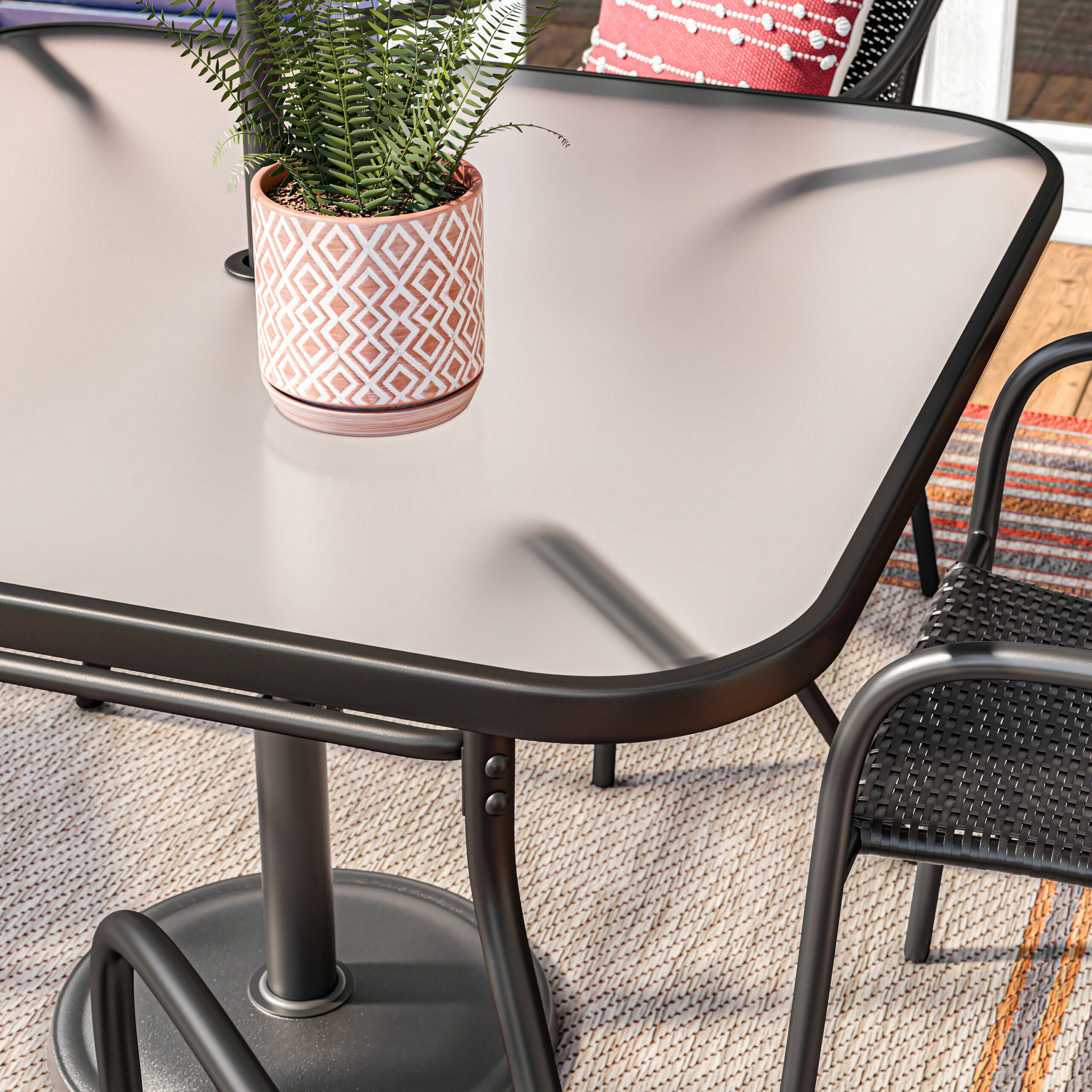 Style Selections Pelham Bay Square Outdoor Dining Table 42-in W x 42-in L with Umbrella Hole