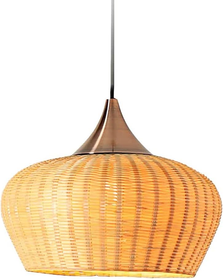 Bamboo Chandelier Hand-Woven Rattan Pendant Light Modern Minimalist Bamboo Strip Hanging Lamp Kitchen Island Decoration Lighting Fixture E27 1 Light 35×20cm