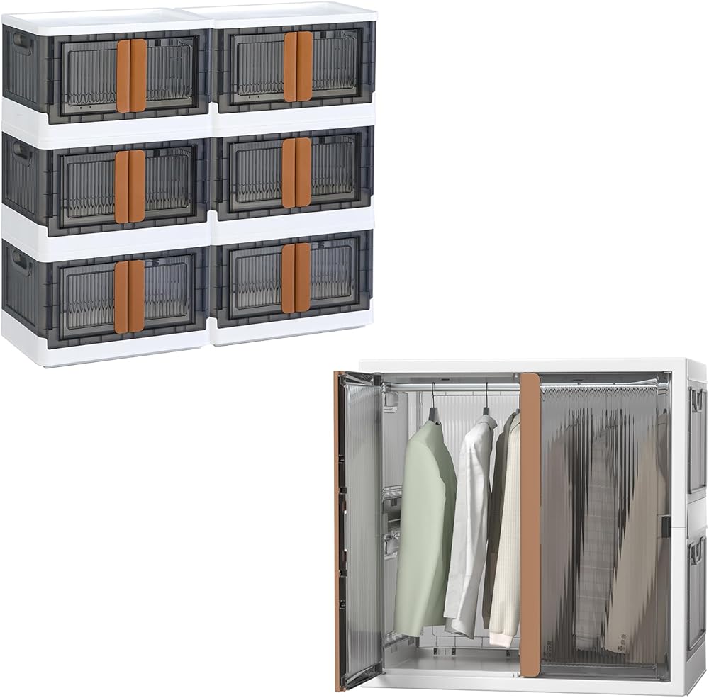 HAIXIN 6 Pack 8.4 Gal Storage Bins and 1 Pack 79.3 Gal Clothing Organizer Bin