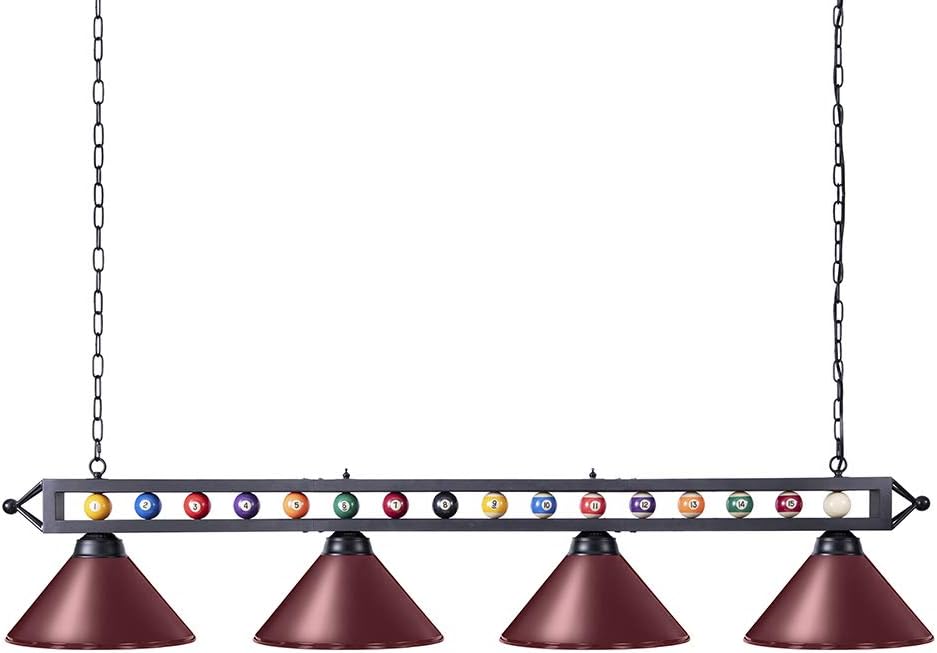 Wellmet 70'' Pool Table Light Billiard Lighting, 4 Lights Pool Table Lights Industrial Island Lights Hanging Light Fixture for Billiard Table, Game Room, Billiard Room, Kitchen