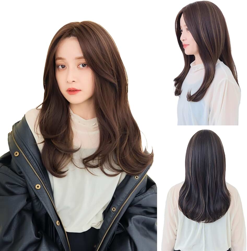 Medical Chemo wig, Hand Tied LaceFront, Synthetic Hair Wig for Blonde and Asian Women. Using Heat-stylable and Resistant Fiber, Long. Japanese popular medical wig (L, Dark Latte Highlight)
